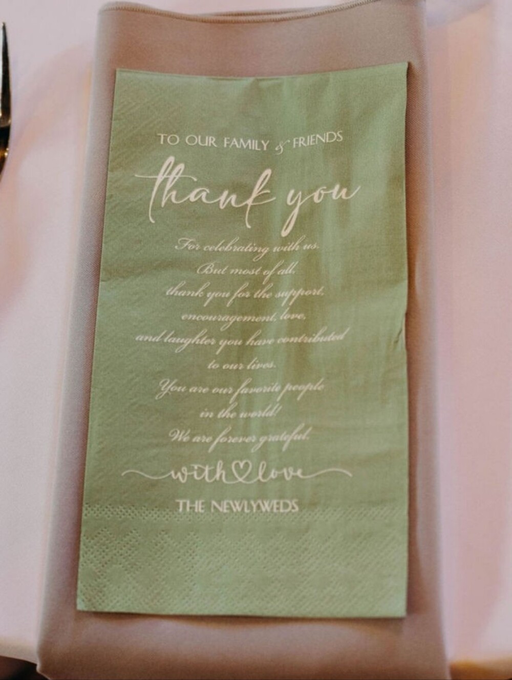 Wedding Thank You Napkins The Newlyweds Green - 25 Count
